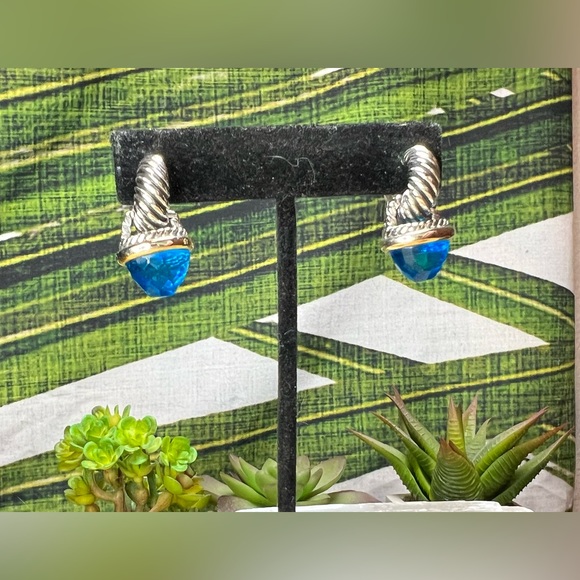 VTG| Faceted Blue Crystal & Silver Dangle Earrings Set 💙✨ - Picture 8 of 10